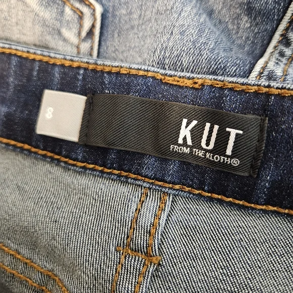 Kut From The Cloth Catherine Boyfriend Jeans Dark Wash Light Distressed Size 8 - Picture 13 of 15